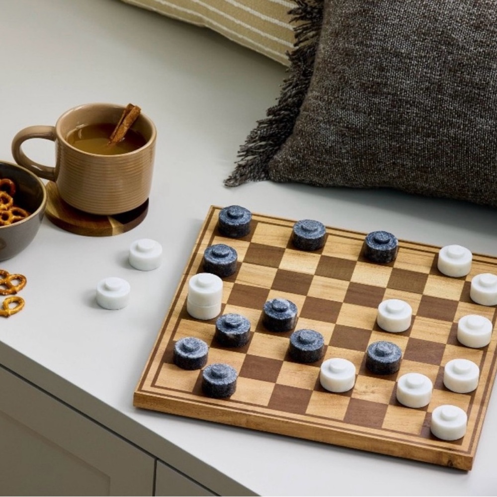 Hearth & Hand™ with Magnolia Wood & Marble Checkers Board Game NEW IN BOX - Picture 2 of 3